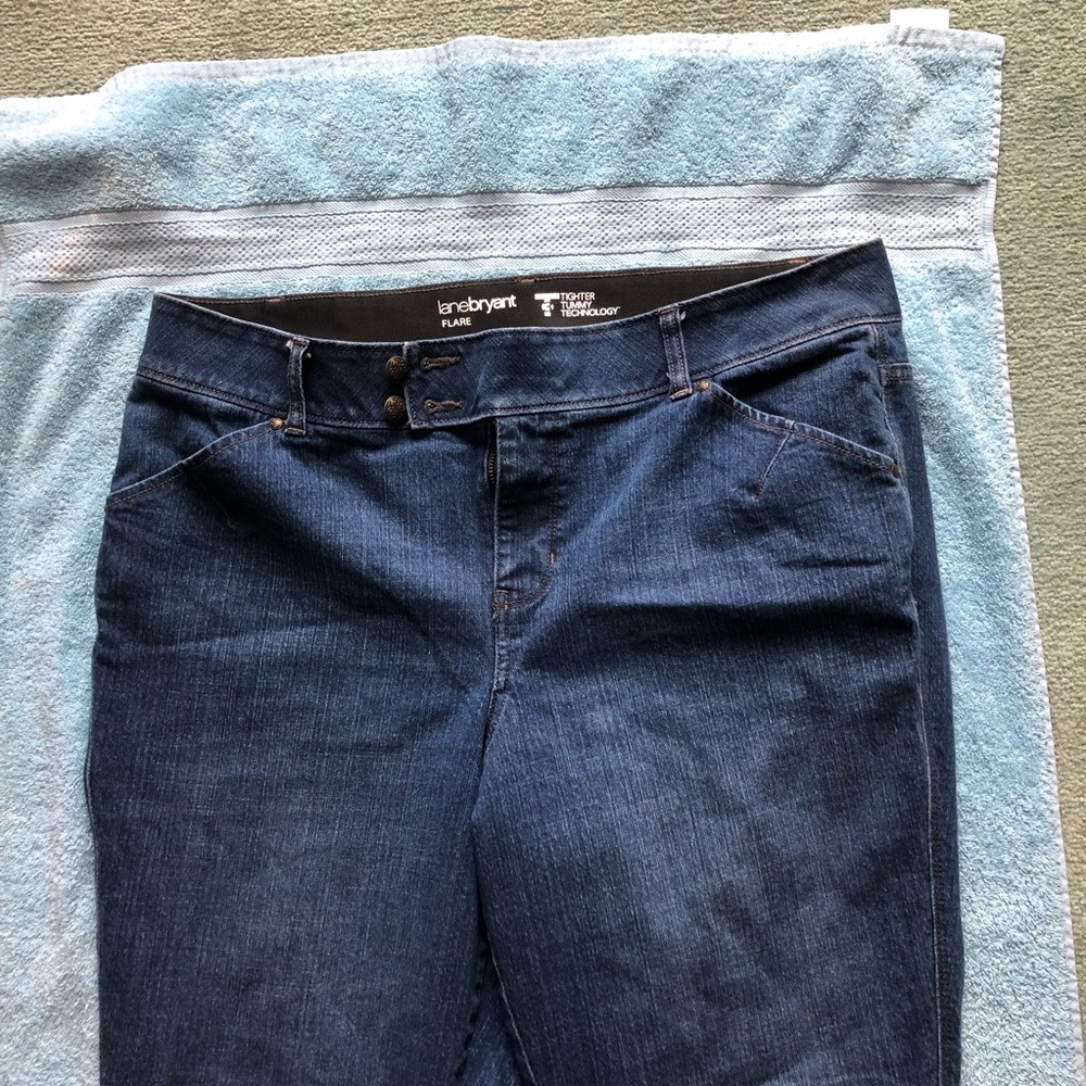 Lane Bryant flare jeans elastic waste band size 18